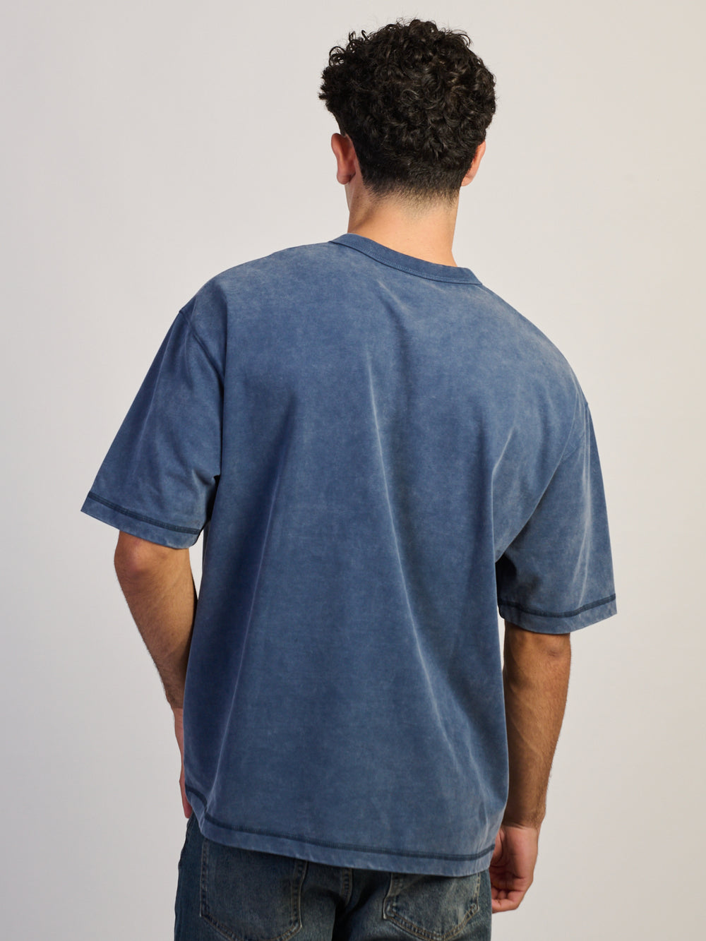 KOLBY CONTRAST STITCH T-SHIRT - BLUE