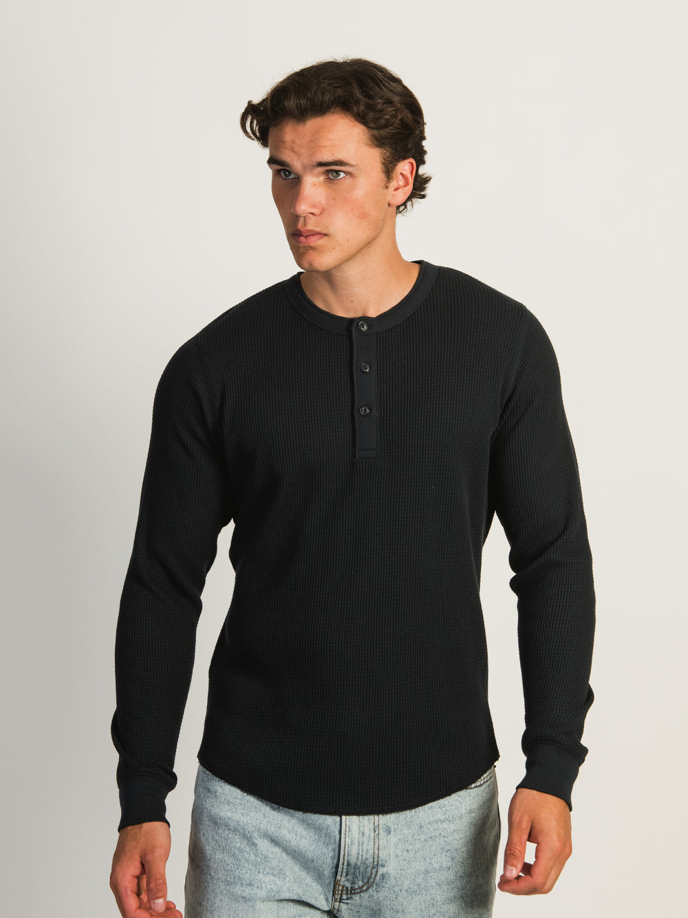 KOLBY WAFFLE HENLEY - NAVY