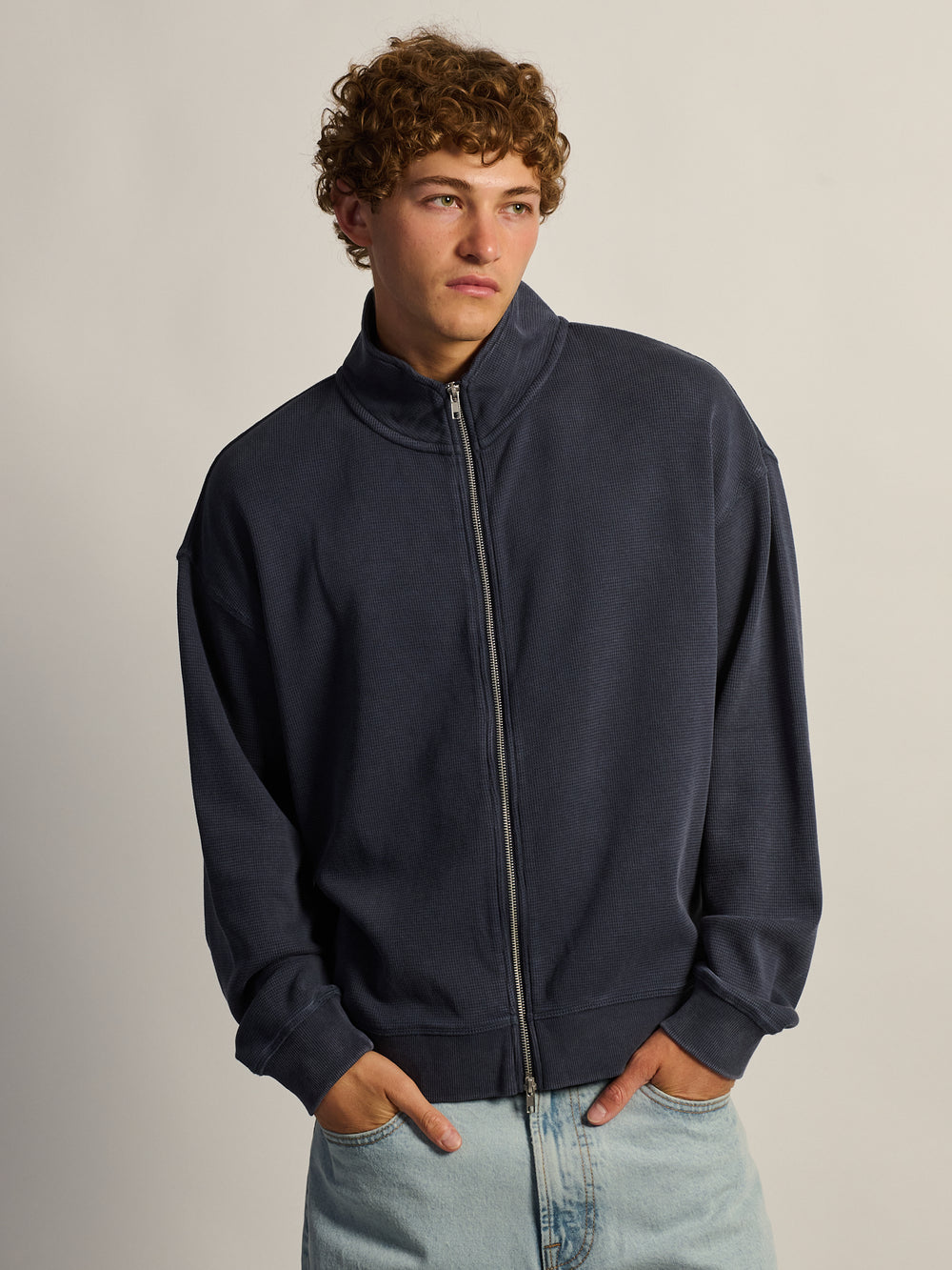 KOLBY HEAVYWEIGHT TRACK JACKET TEE - CARBON NAVY