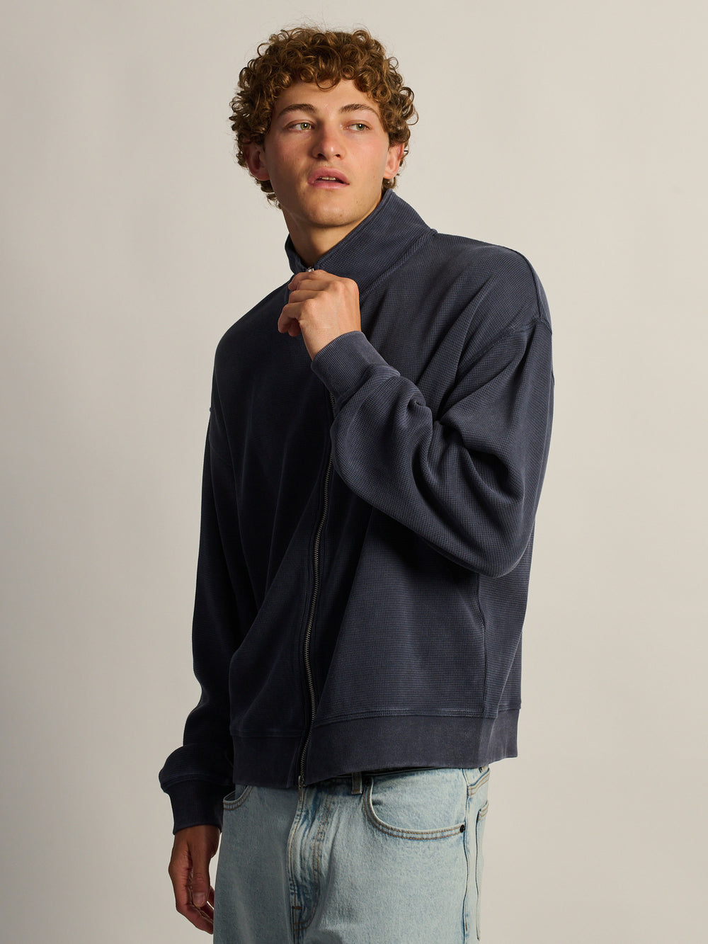KOLBY HEAVYWEIGHT TRACK JACKET TEE - CARBON NAVY