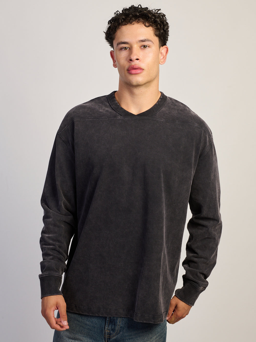 LONG SLEEVE HEAVYWEIGHT FOOTBALL TEE - VINTAGE BLACK