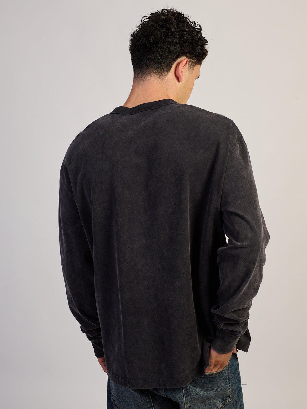 LONG SLEEVE HEAVYWEIGHT FOOTBALL TEE - VINTAGE BLACK