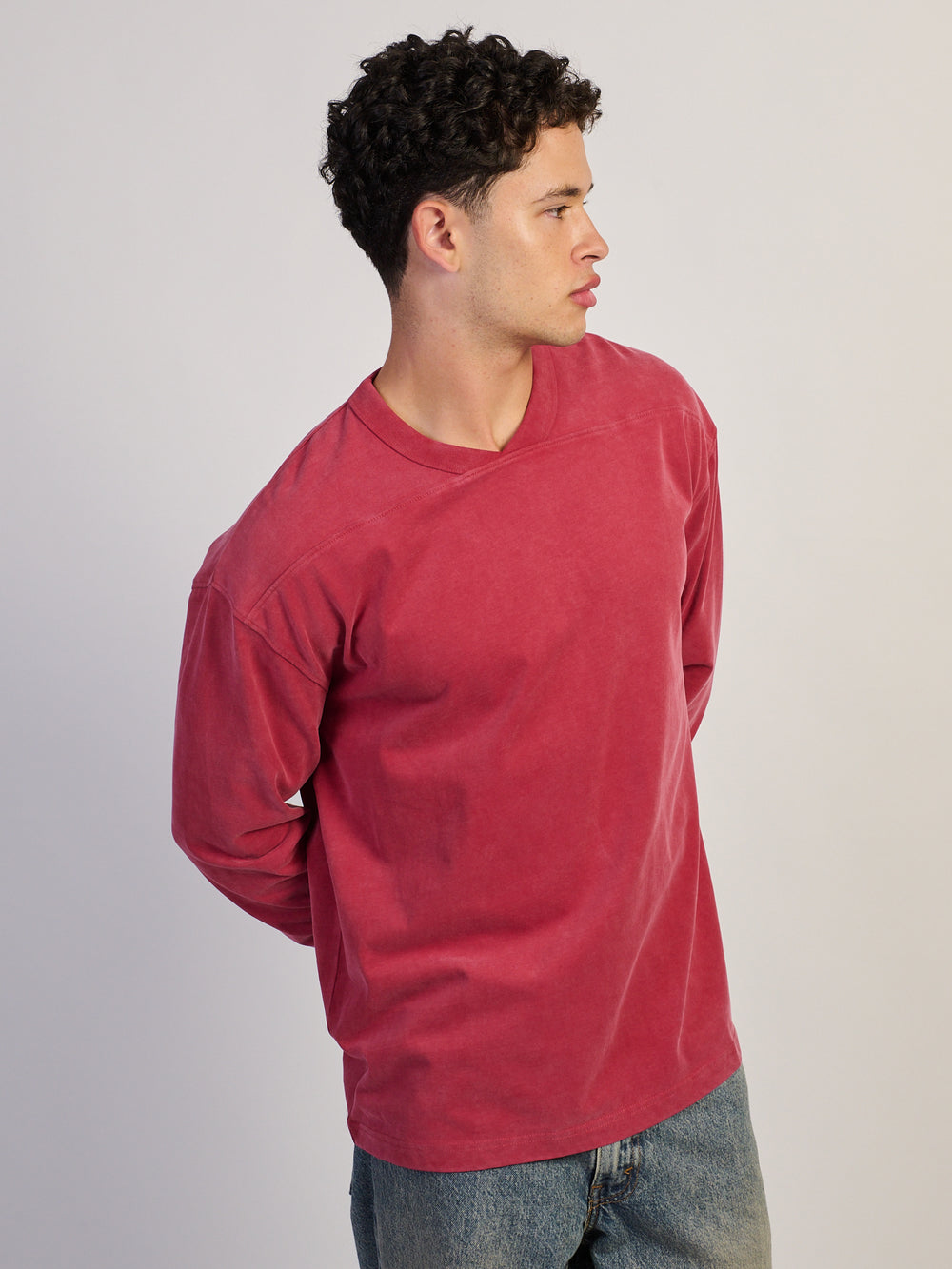 LONG SLEEVE HEAVYWEIGHT FOOTBALL TEE - VINTAGE RED