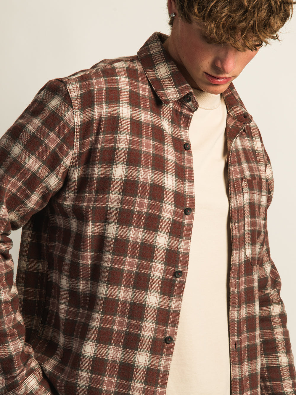 KOLBY 90S FLANNEL-BURGUNDY