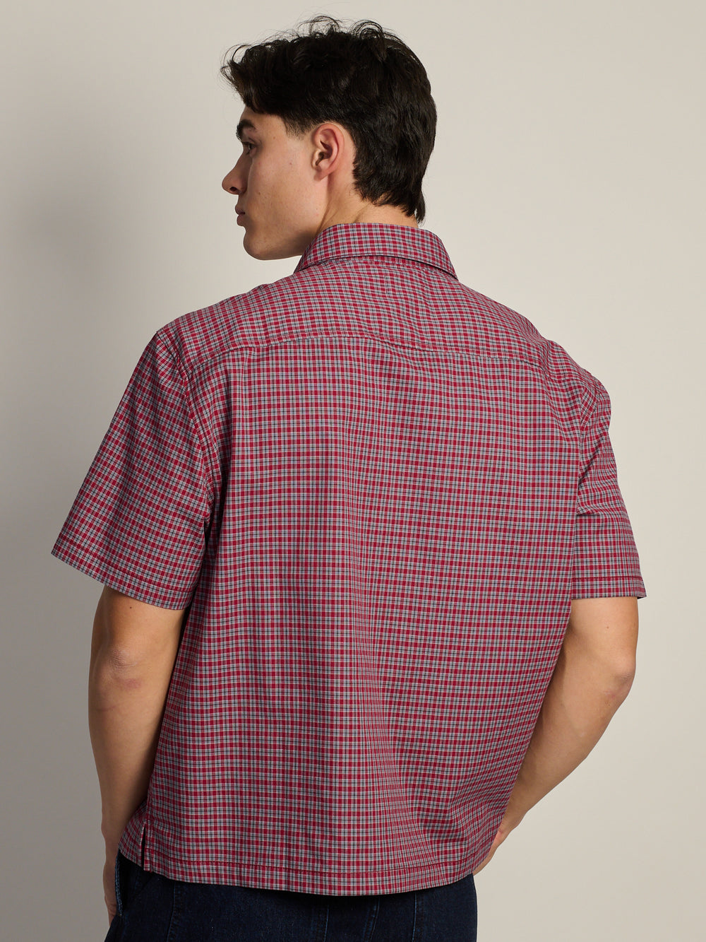 KOLBY BOXY PLAID SHIRT - BURGUNDY