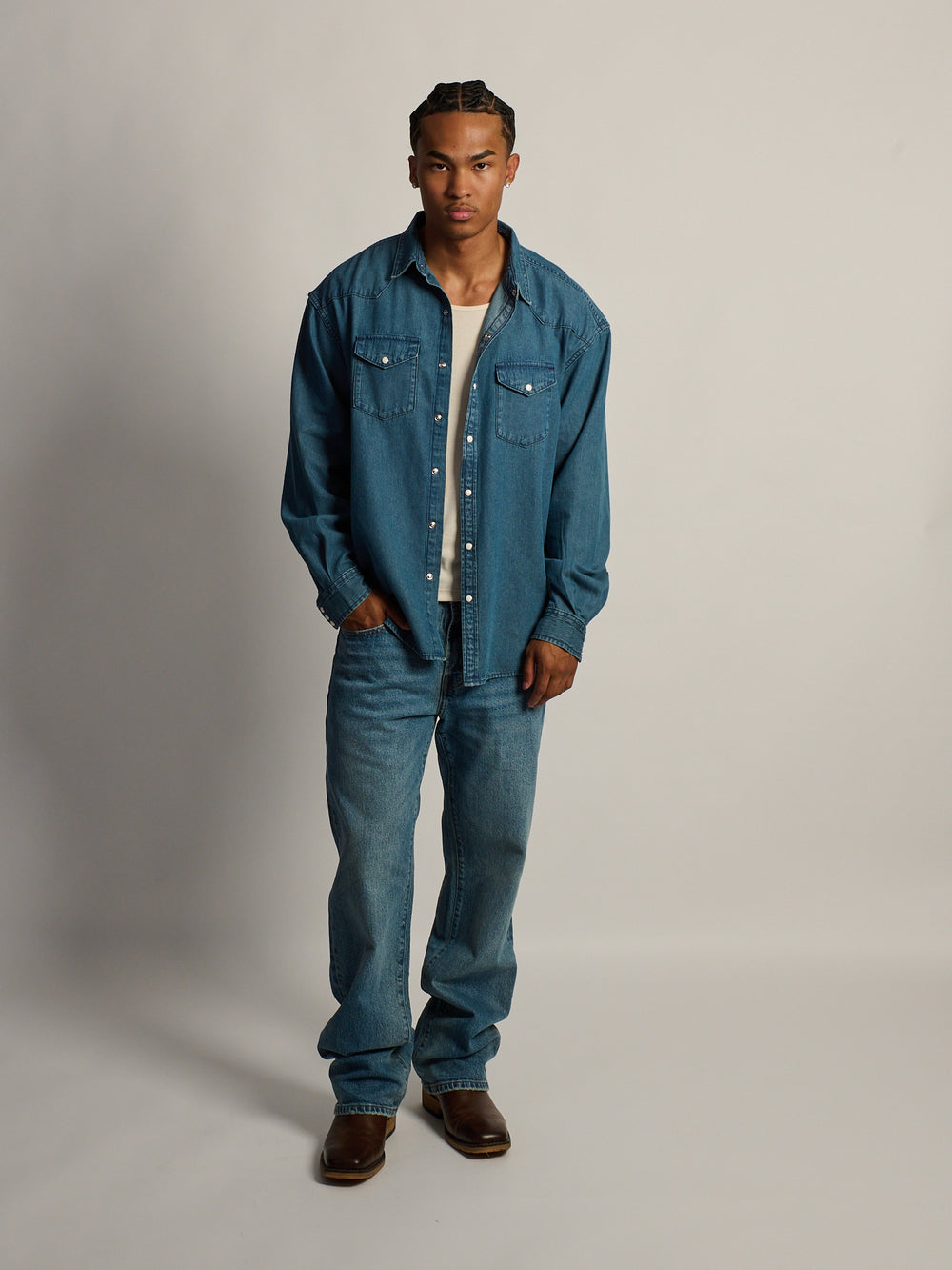 KOLBY WESTERN SHIRT - DENIM