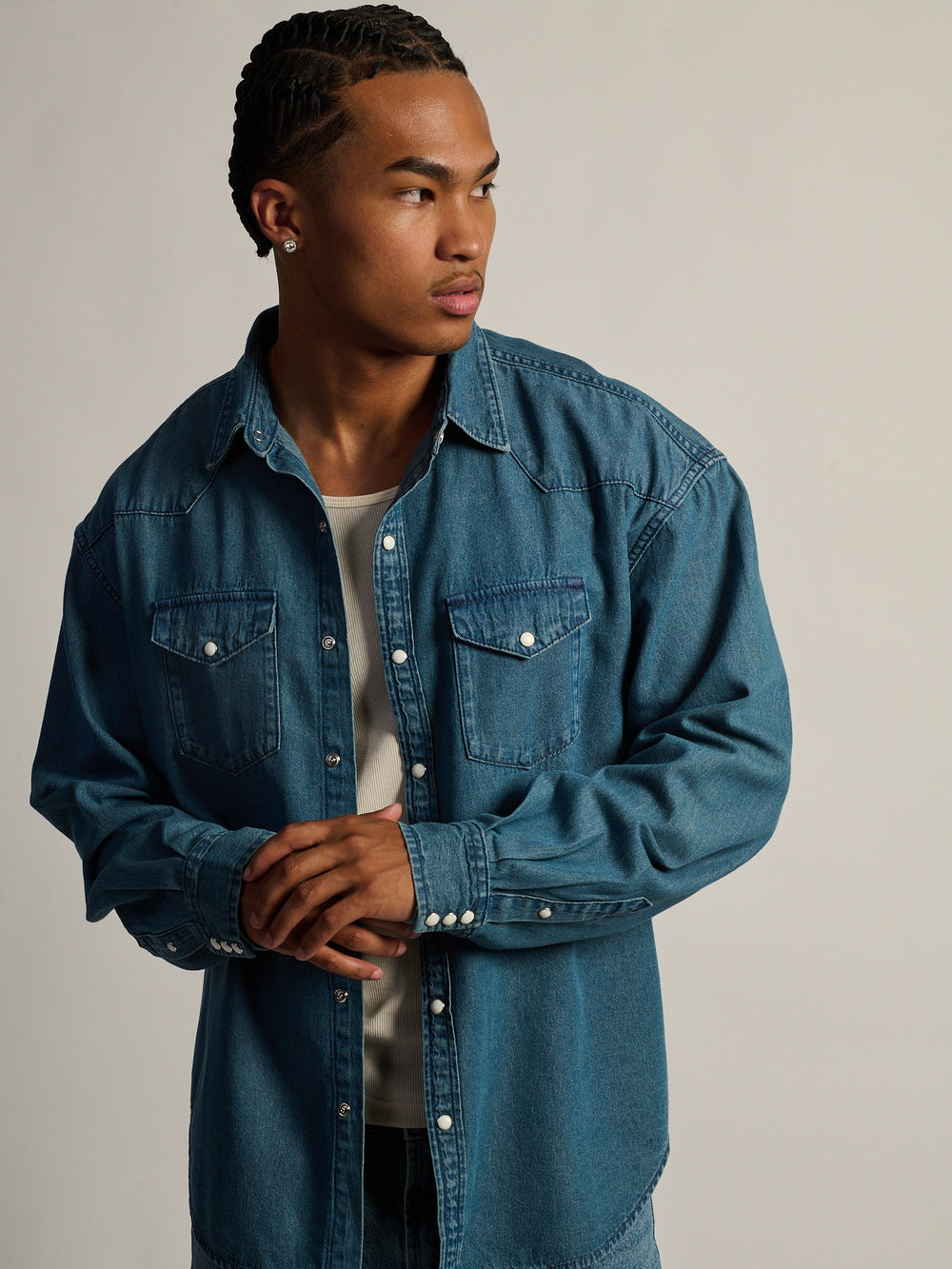 KOLBY WESTERN SHIRT - DENIM