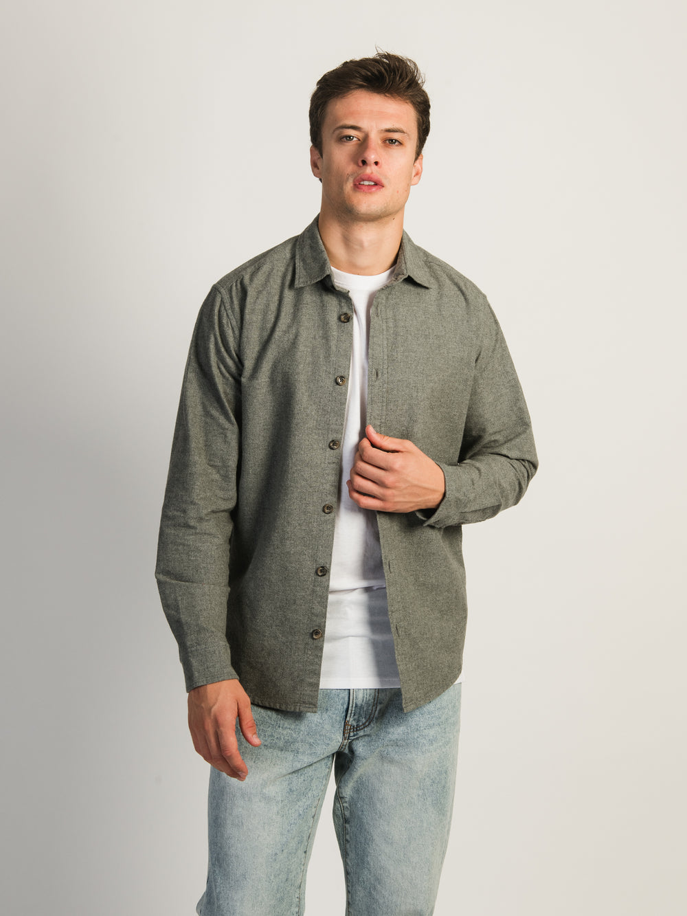 KOLBY EVERYDAY FLANNEL BUTTON UP - GREY