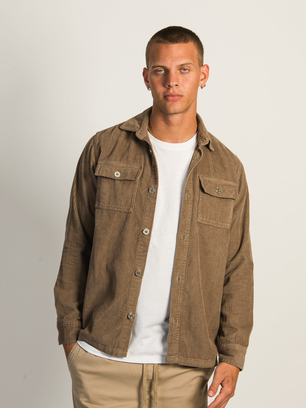 KOLBY CORD OVERSHIRT - BEIGE