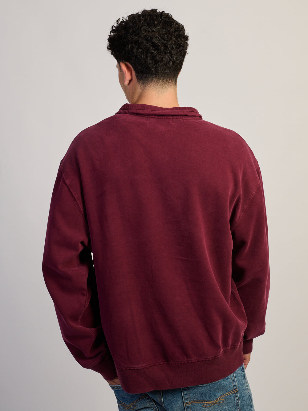 KOLBY RELAXED FIT QUARTER ZIP - BURGUNDY