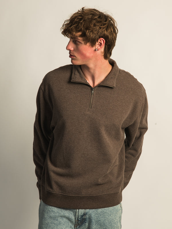 KOLBY RELAXED FIT QUARTER ZIP - CHOCOLATE