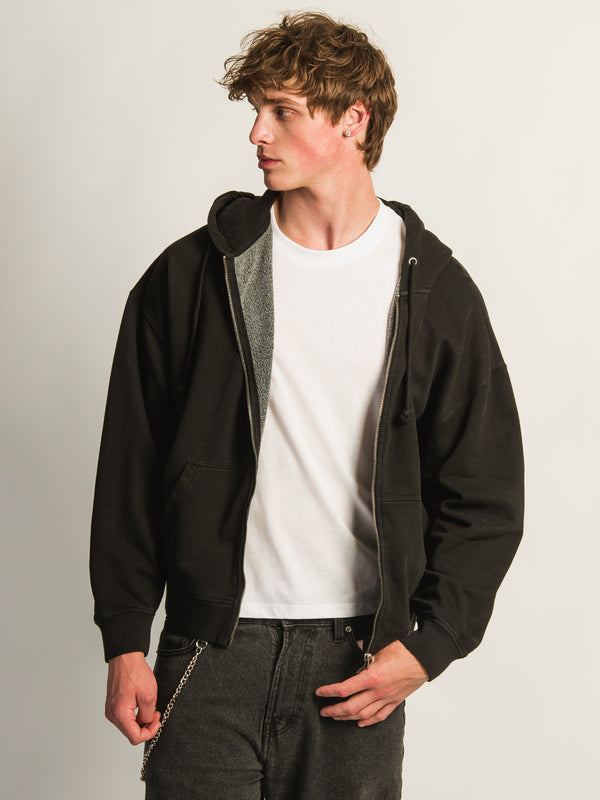KOLBY RELAXED CREW FIT FULL ZIP HOODIE  - BLACK