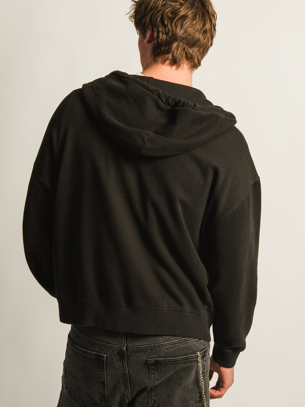 KOLBY RELAXED CREW FIT FULL ZIP HOODIE  - BLACK