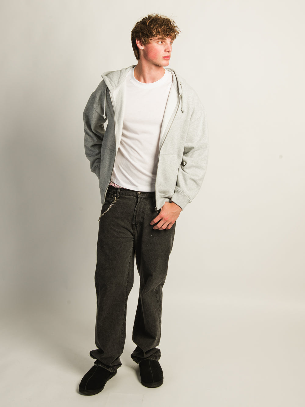 KOLBY RELAXED CREW FIT FULL ZIP HOODIE - HEATHER GREY