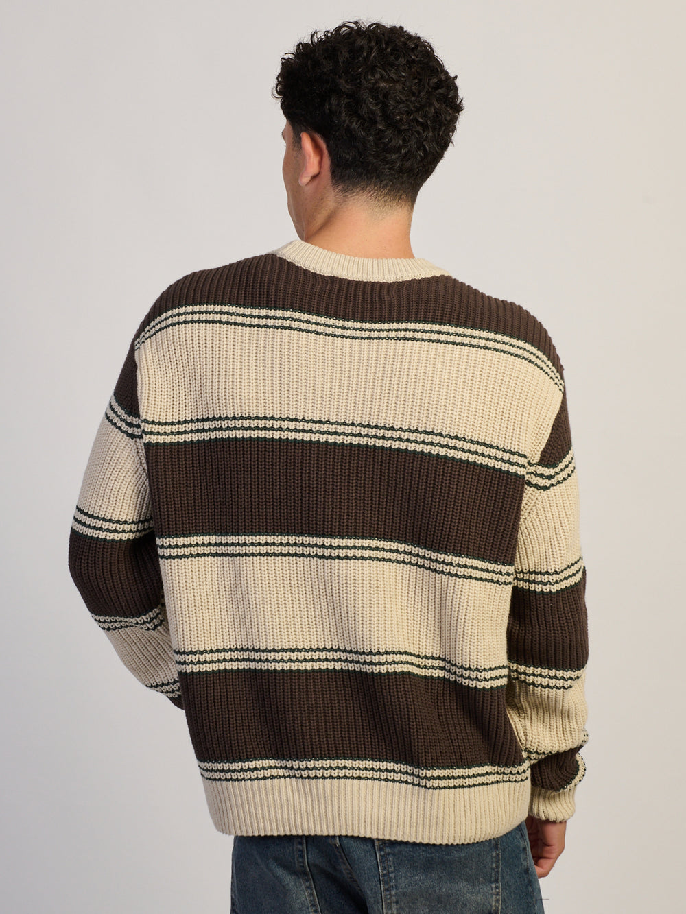 KOLBY WAFFLE CREW SWEATER - BROWN
