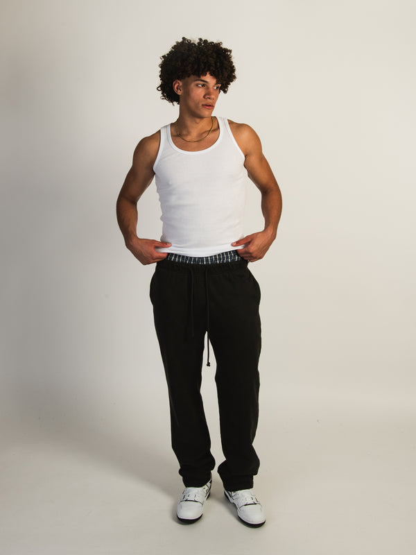 KOLBY VINTAGE WASH LOUNGE PANT - BLACK