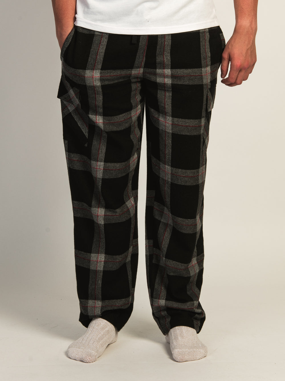 KOLBY THOMAS CARGO PLAID PANT - BLACK