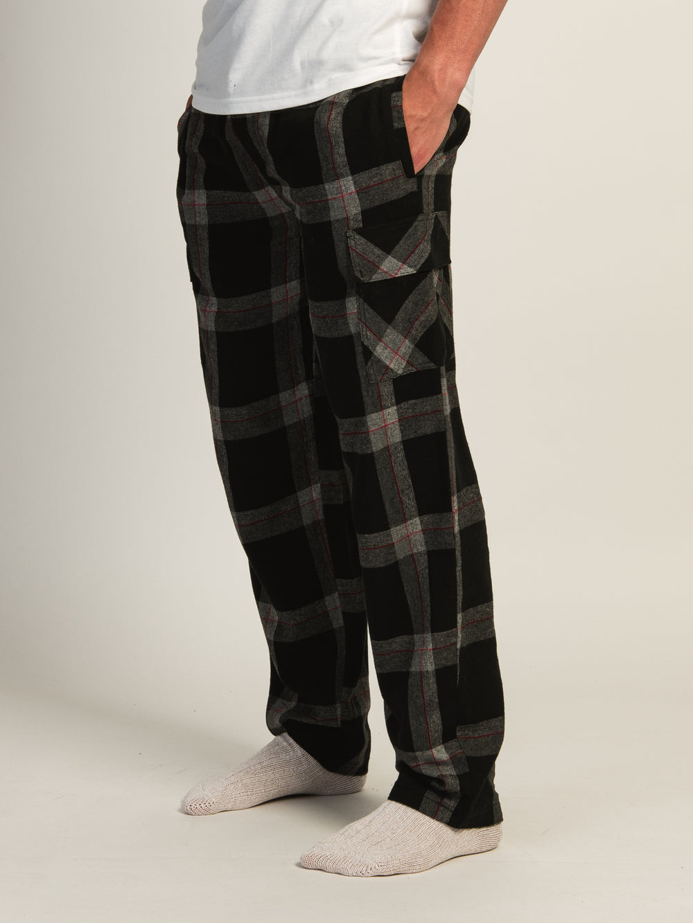 KOLBY THOMAS CARGO PLAID PANT - BLACK