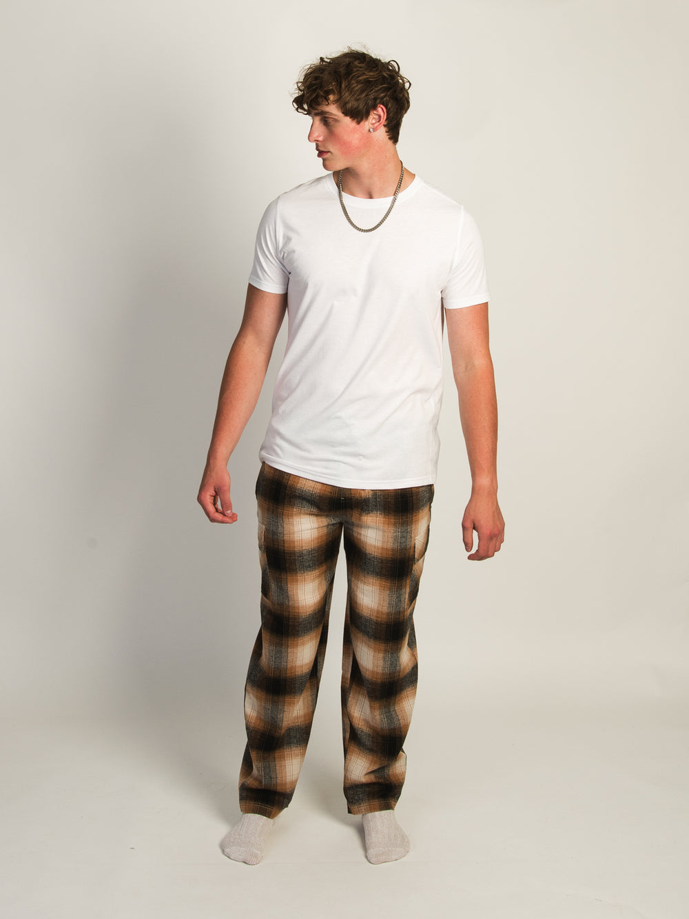 KOLBY THOMAS CARGO PLAID PANT - GOLD