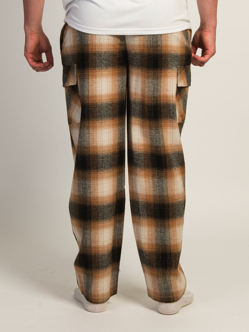 KOLBY THOMAS CARGO PLAID PANT - GOLD