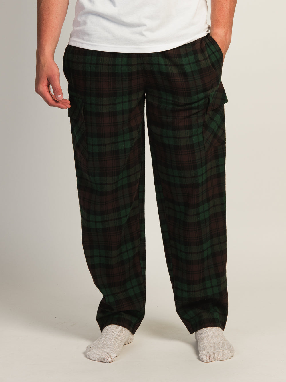 KOLBY THOMAS CARGO PLAID PANT - GREEN