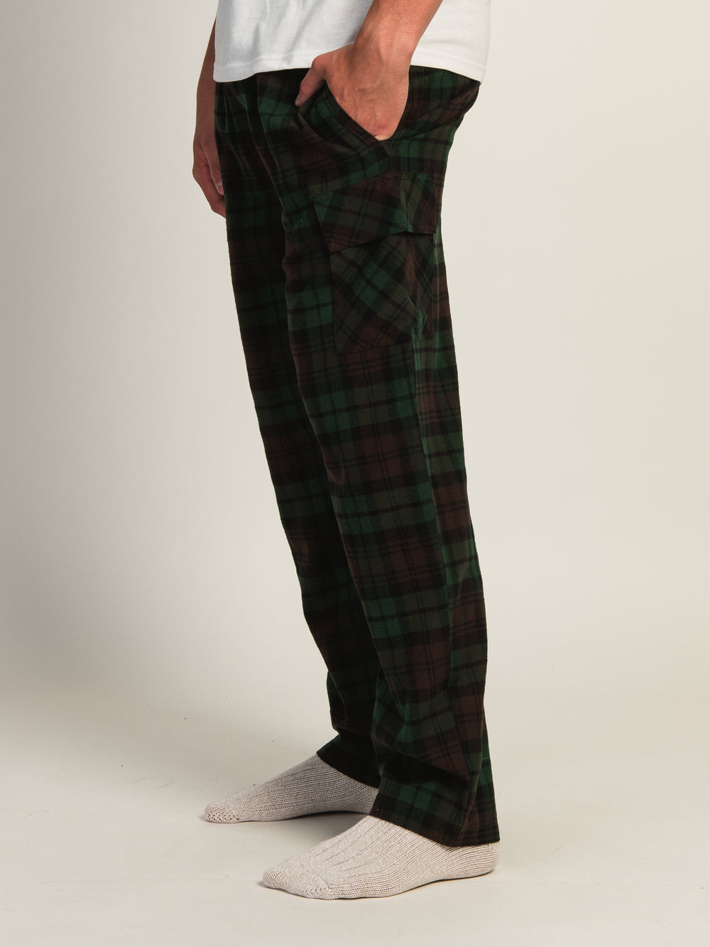 KOLBY THOMAS CARGO PLAID PANT - GREEN