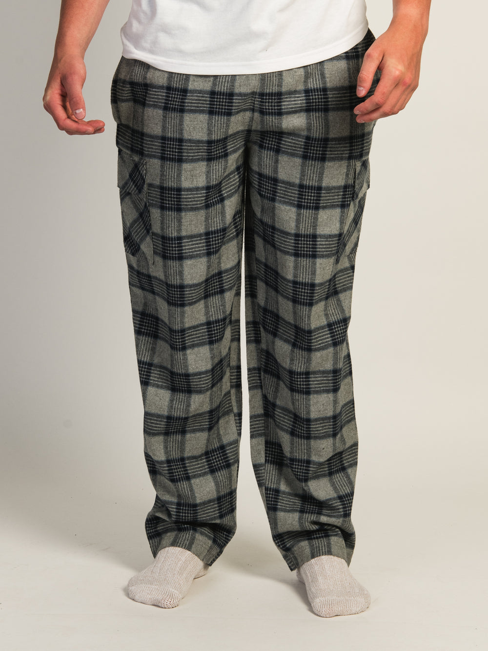 KOLBY THOMAS CARGO PLAID PANT - GREY