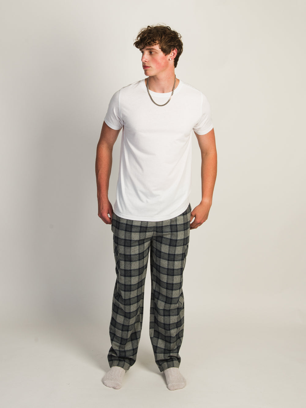 KOLBY THOMAS CARGO PLAID PANT - GREY