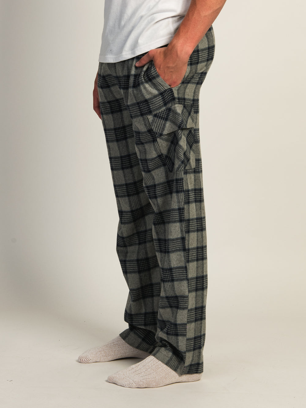 KOLBY THOMAS CARGO PLAID PANT - GREY