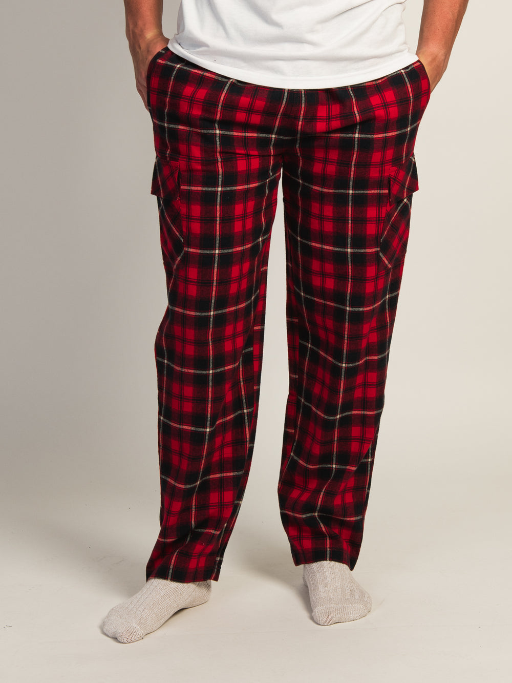 KOLBY THOMAS CARGO PLAID PANT - RED