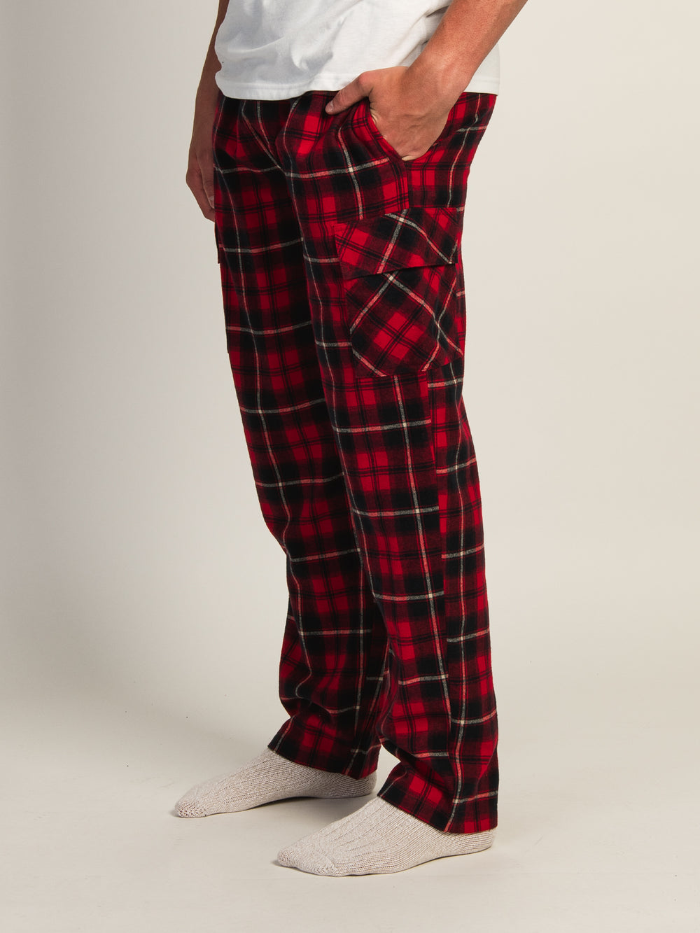 KOLBY THOMAS CARGO PLAID PANT - RED