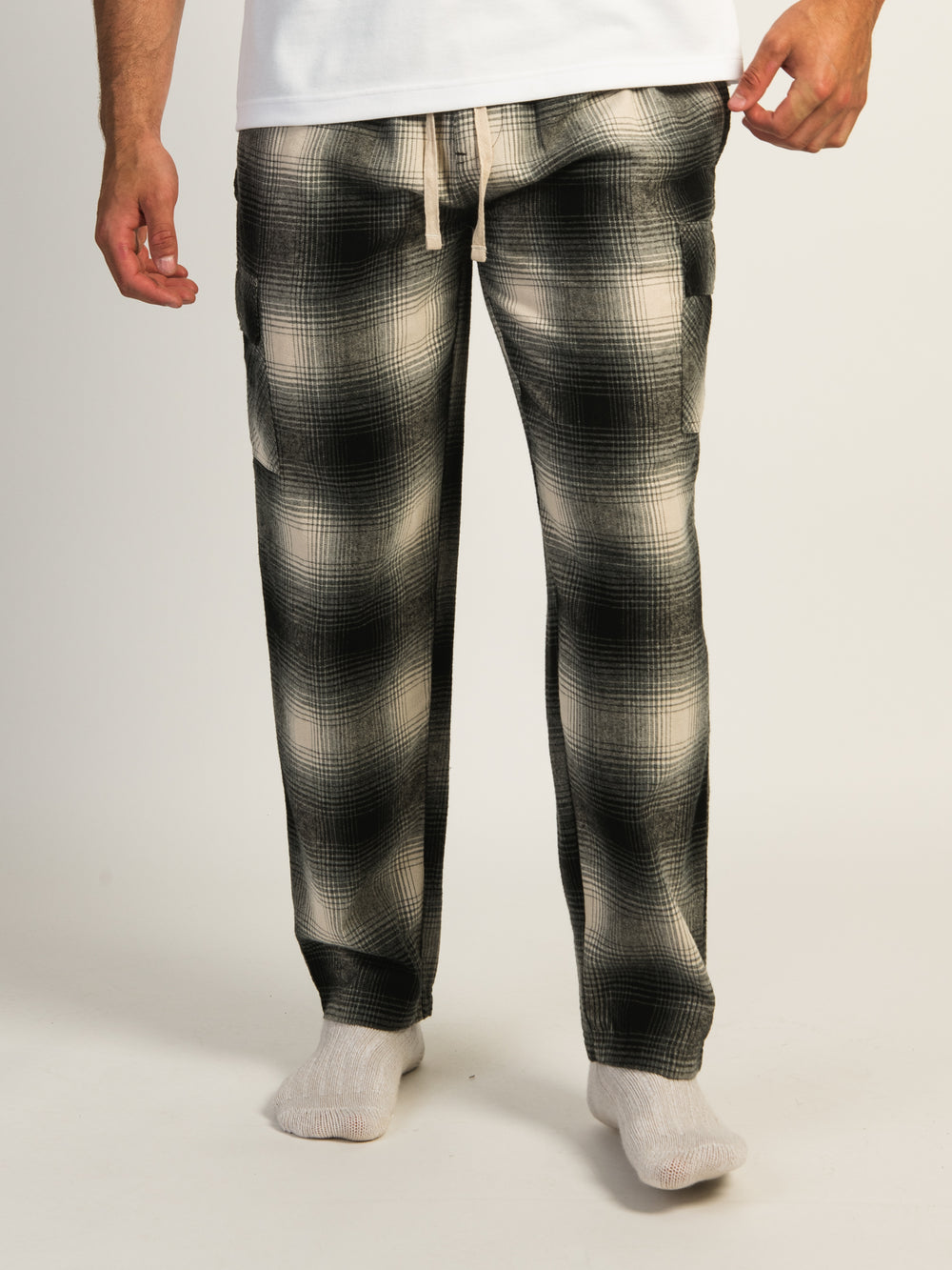 KOLBY THOMAS CARGO PLAID PANT - BLACK