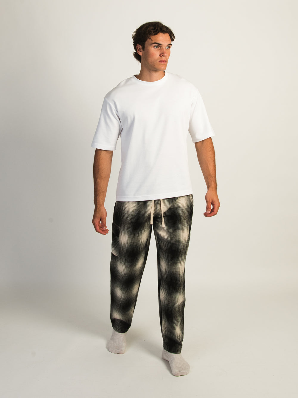 KOLBY THOMAS CARGO PLAID PANT - BLACK