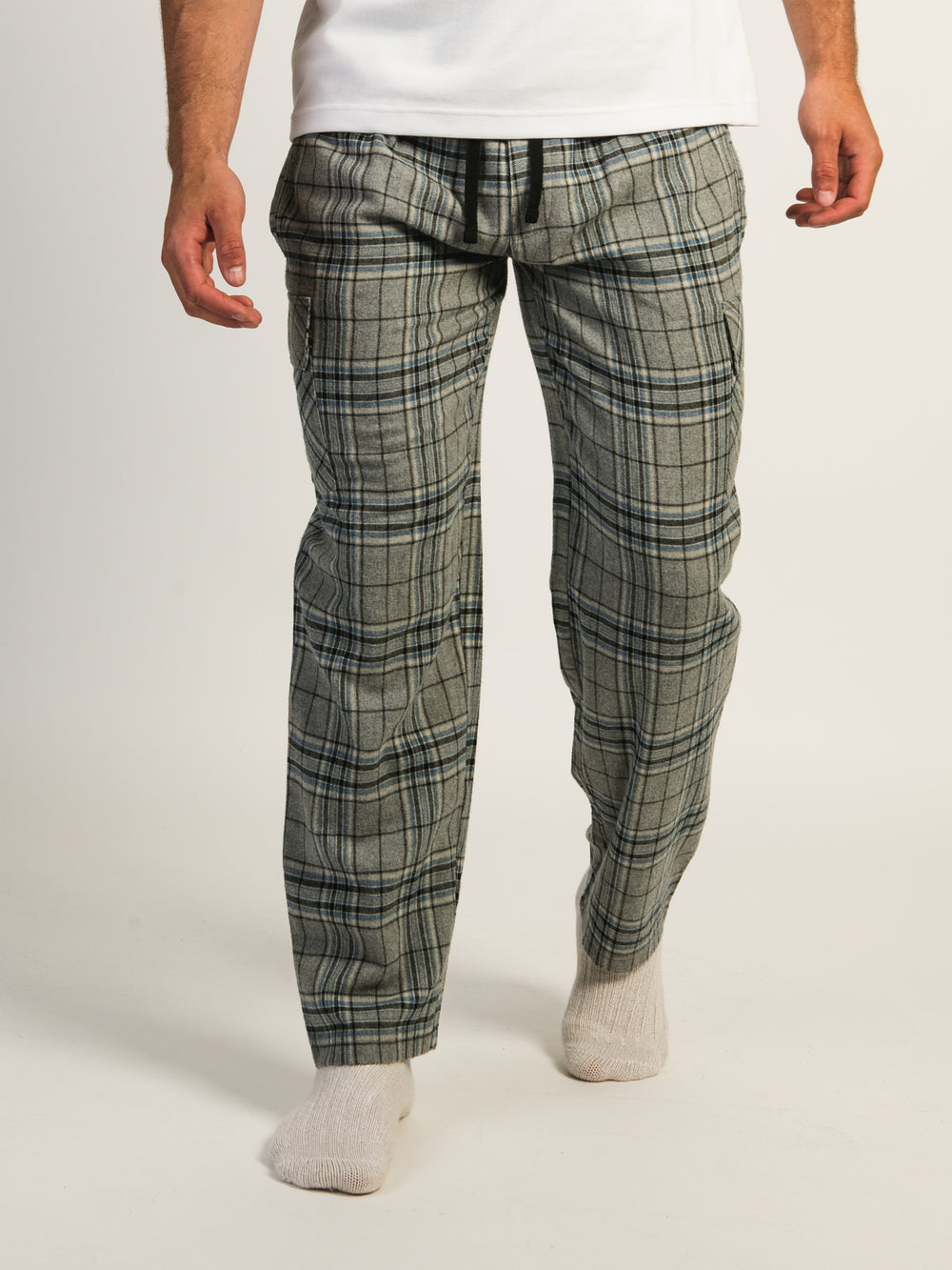 KOLBY THOMAS CARGO PLAID PANT - GREY