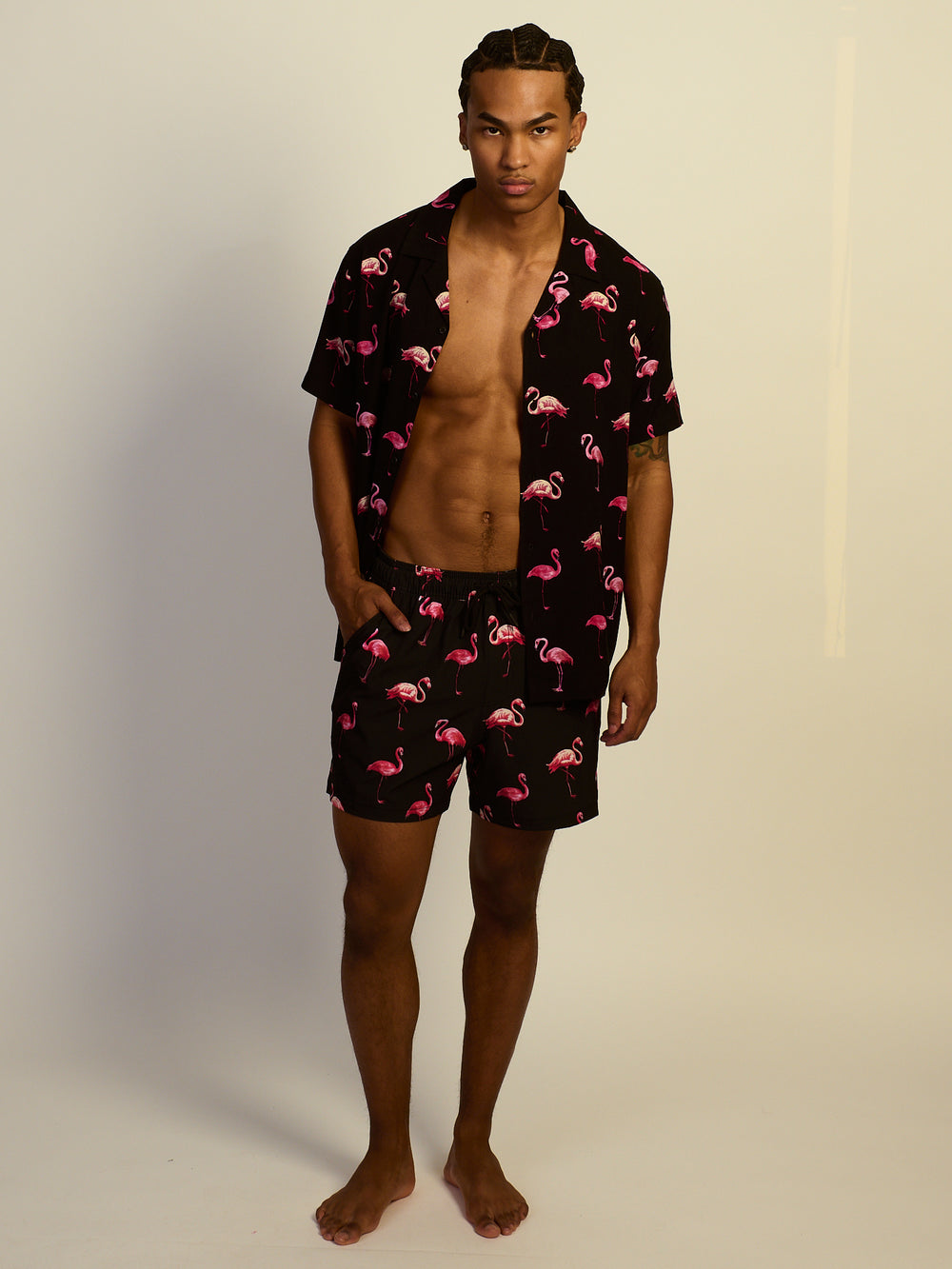 KOLBY SWIM FLAMINGO 5in STRETCH SWIM SHORT
