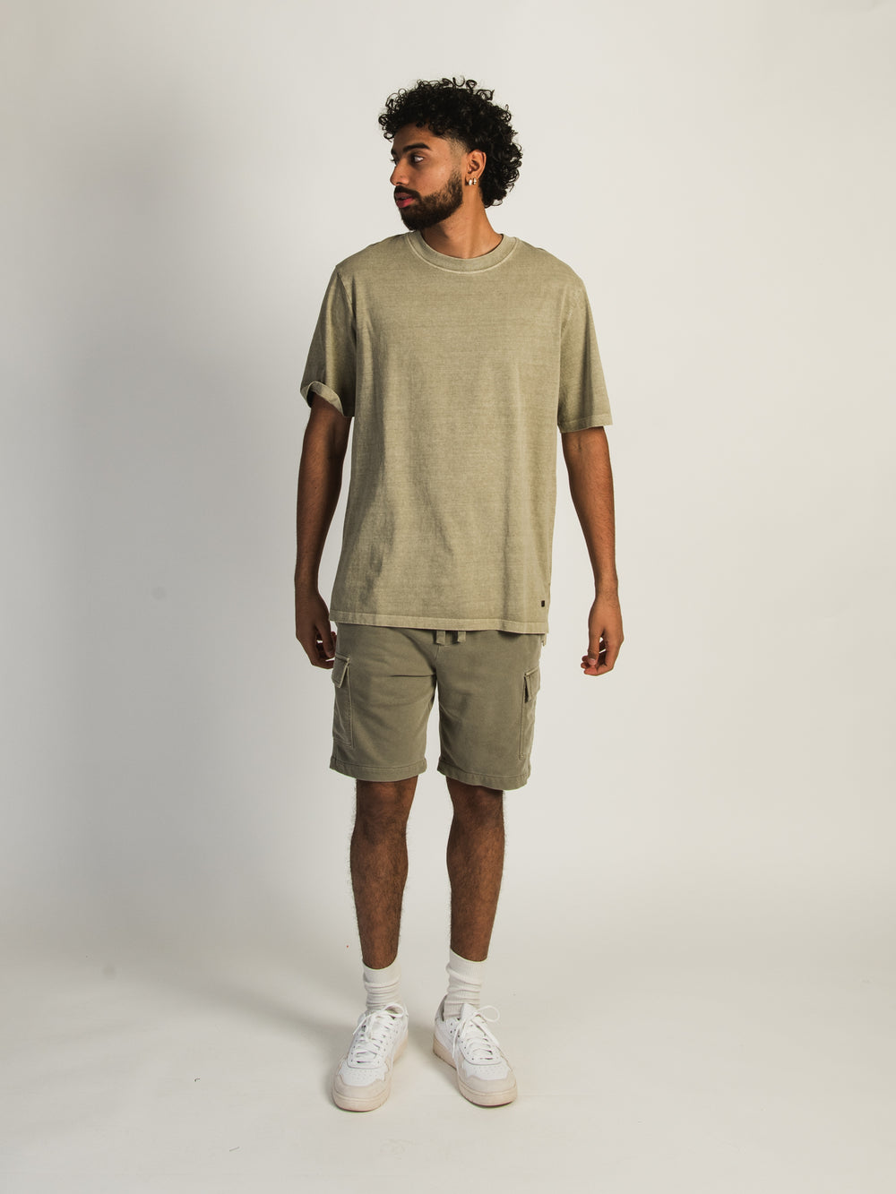 KOLBY GARMENT DYE FRENCH TERRY CARGO SHORT - SAGE