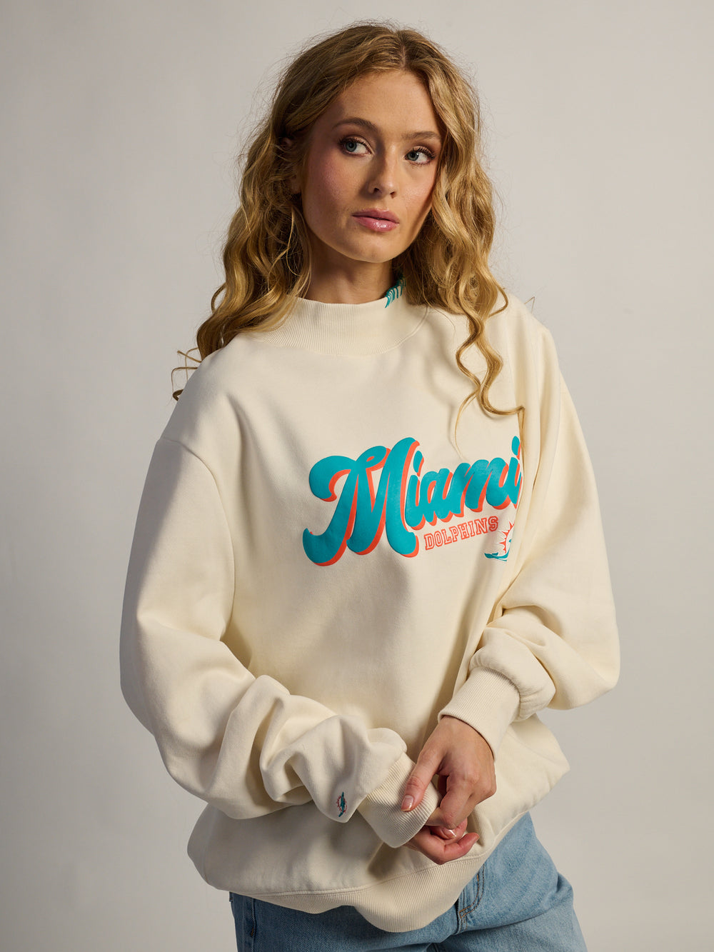 NFL MIAMI DOLPHINS STITCH MOCKNECK