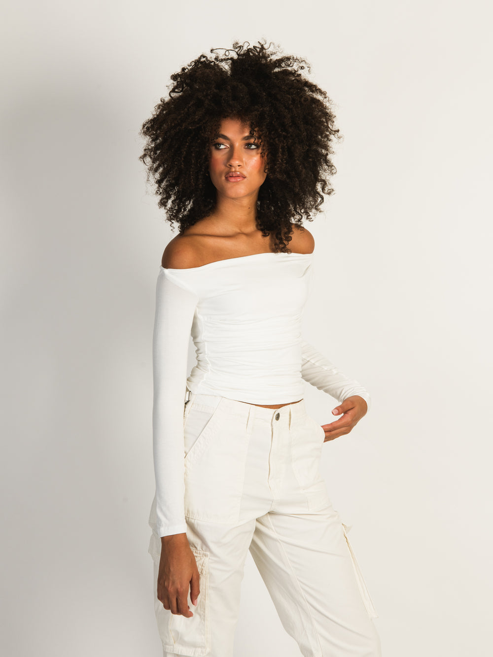 PRINCESS POLLY MARIANNE OFF-THE-SHOULDER LONG SLEEVE TEE