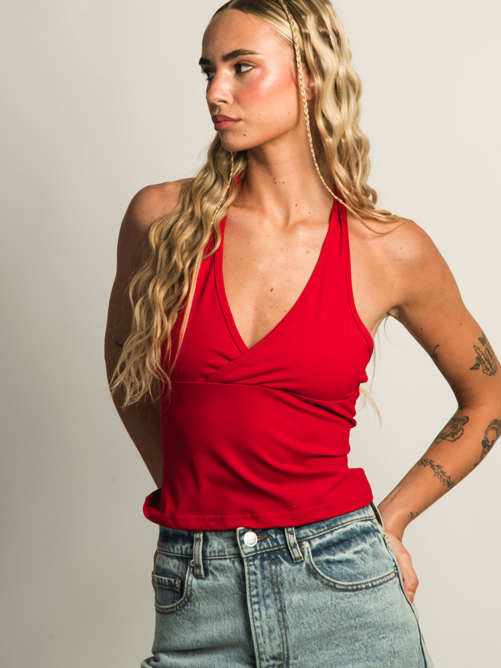 PRINCESS POLLY STAND BY HALTER TOP - RED