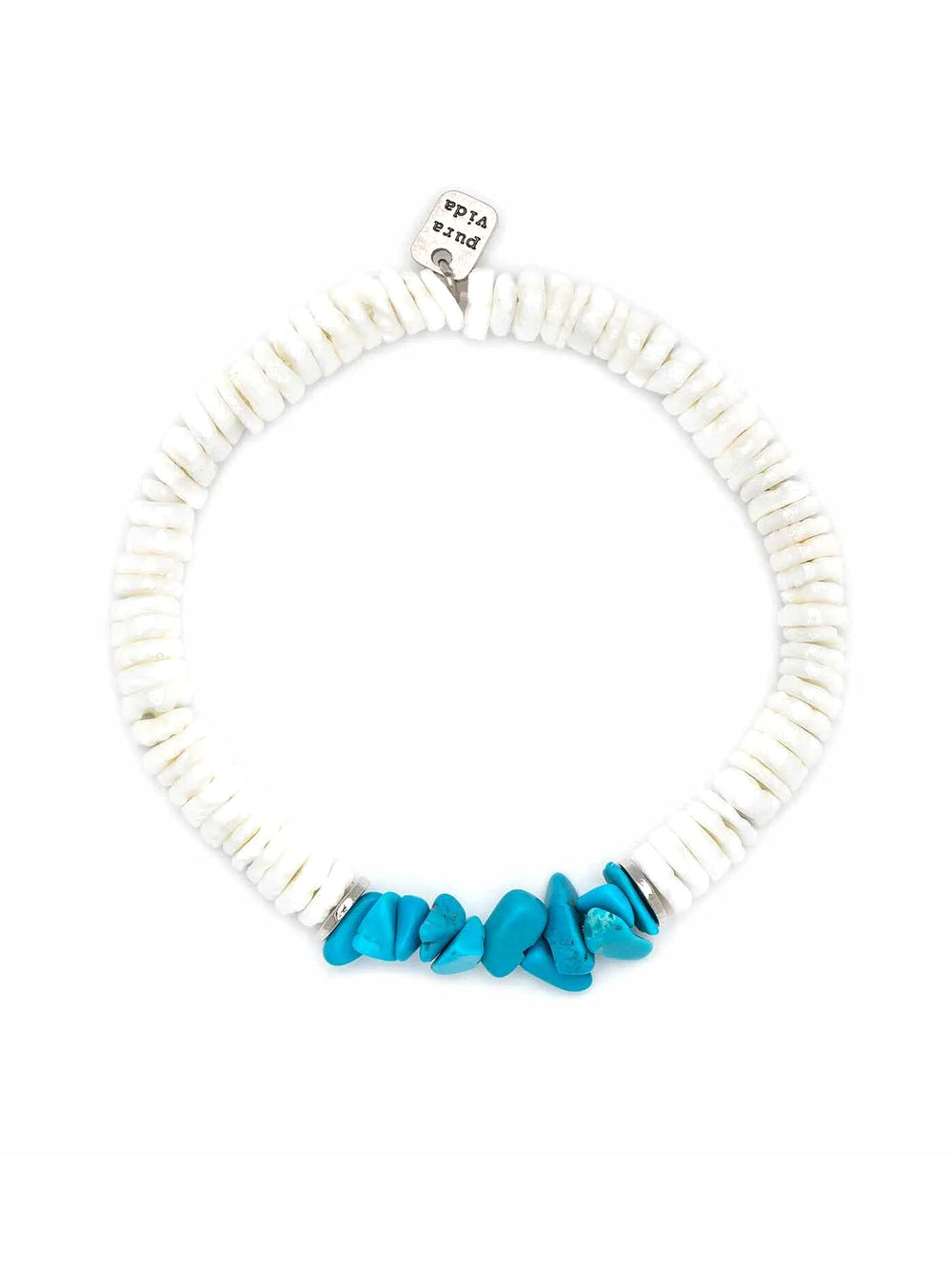 PURA VIDA PUKA SHELL TURQ CHIP BRACELET