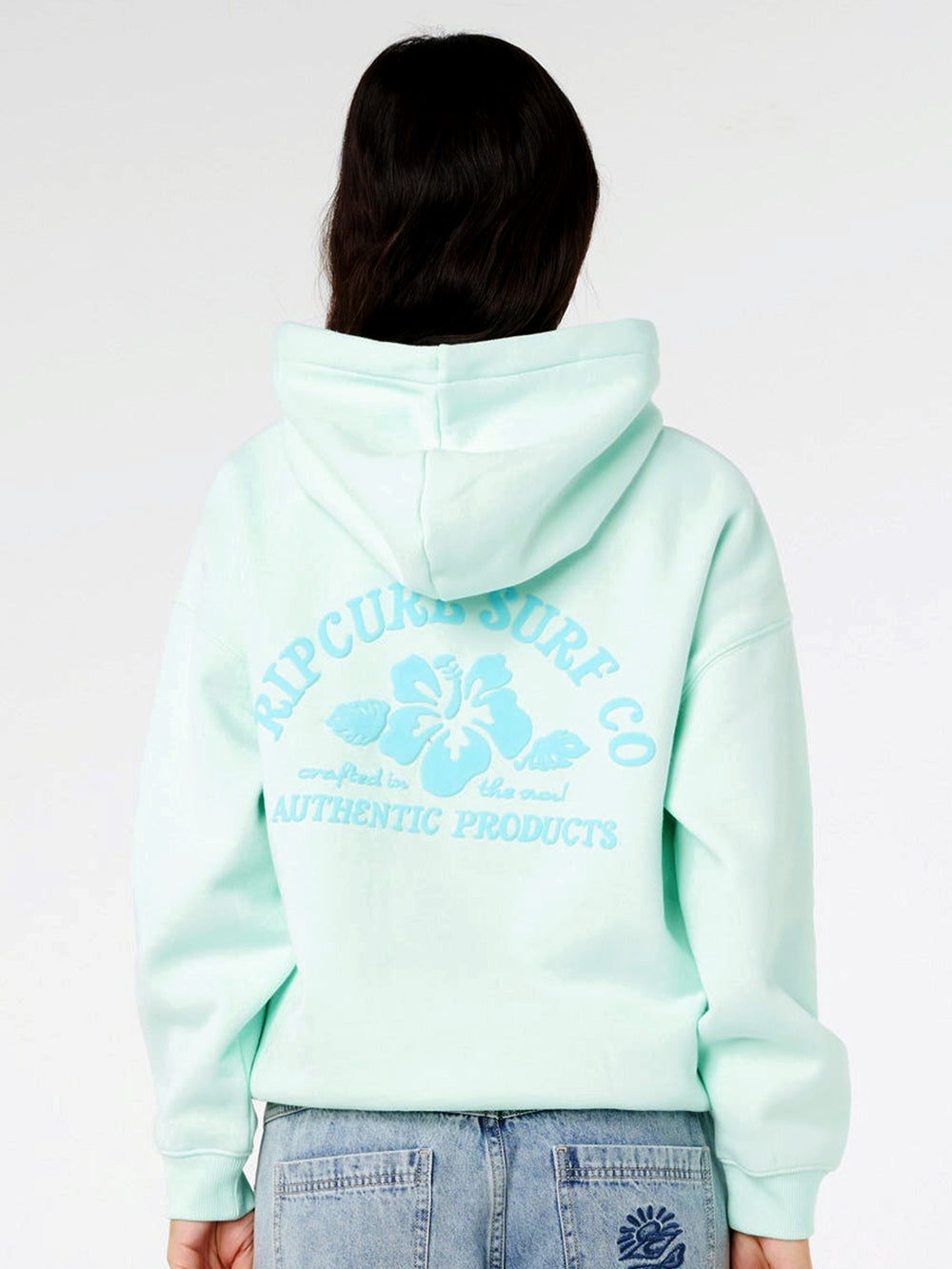 RIP CURL SURF PUFF HERITAGE HOODIE - LIGHT BLUE
