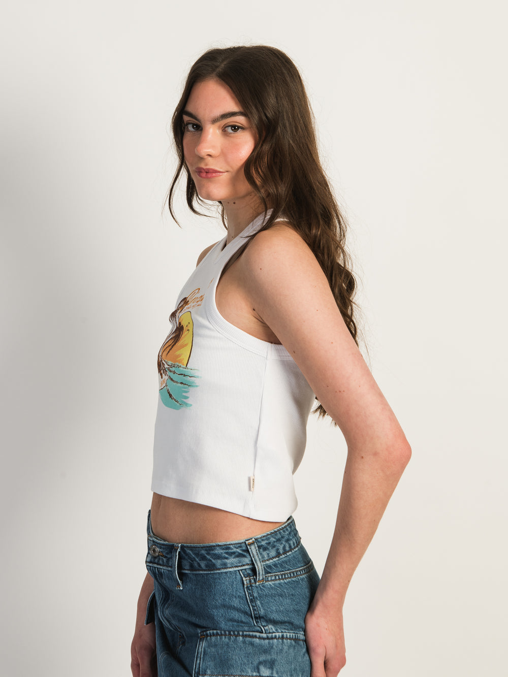 RIP CURL SUNSET RIBBED CROP TANK TOP