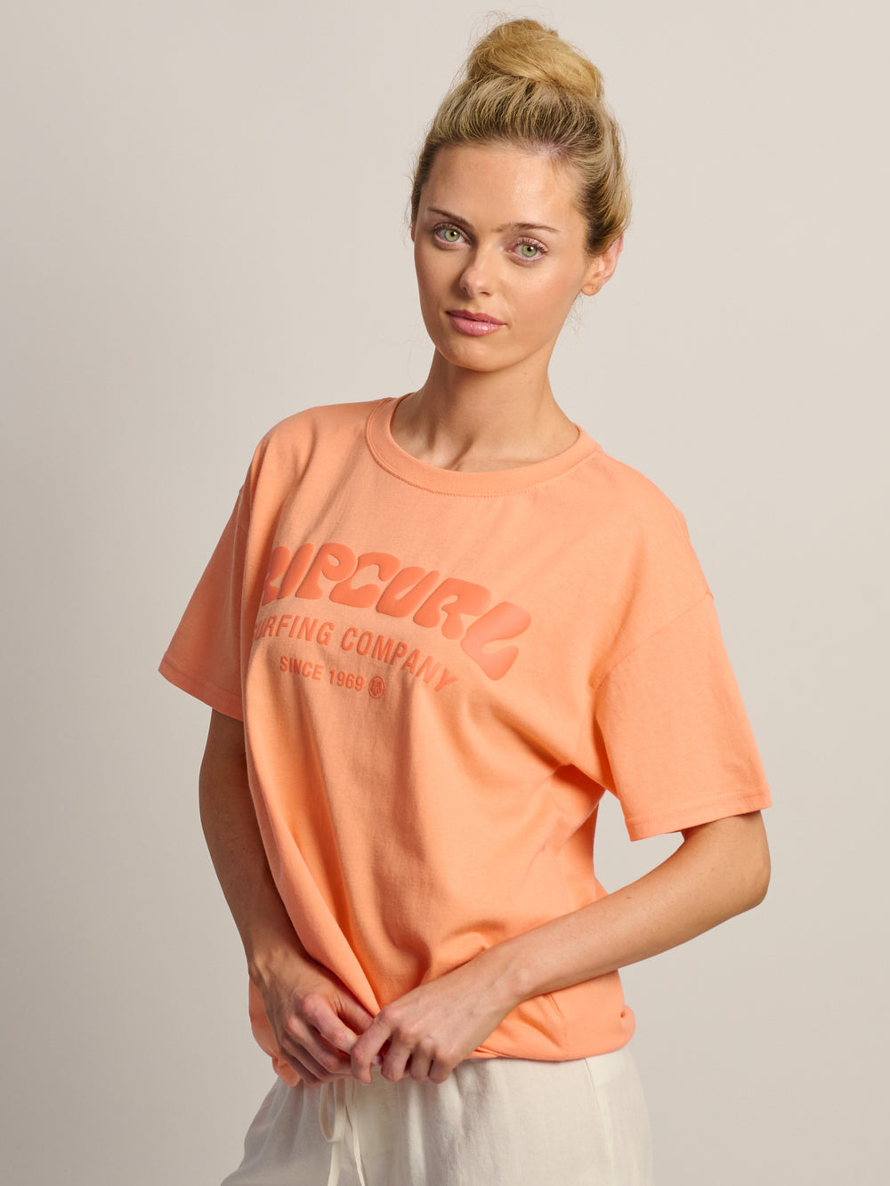 RIP CURL SURF PUFF PARTY PK RELAXED TEE - PAPAYA