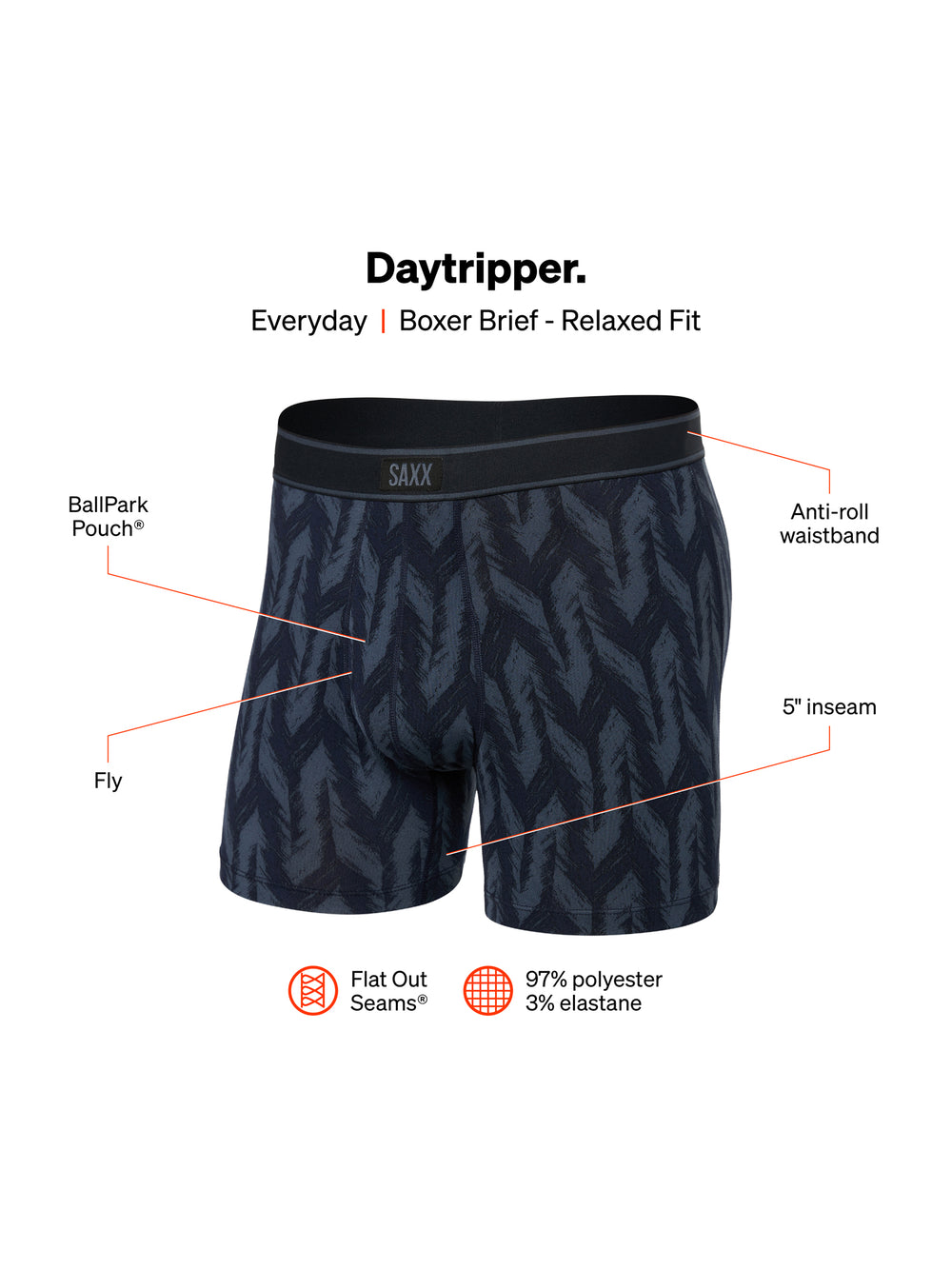 SAXX DAYTRIPPER BOXER BRIEF - IKAT CHEVRON