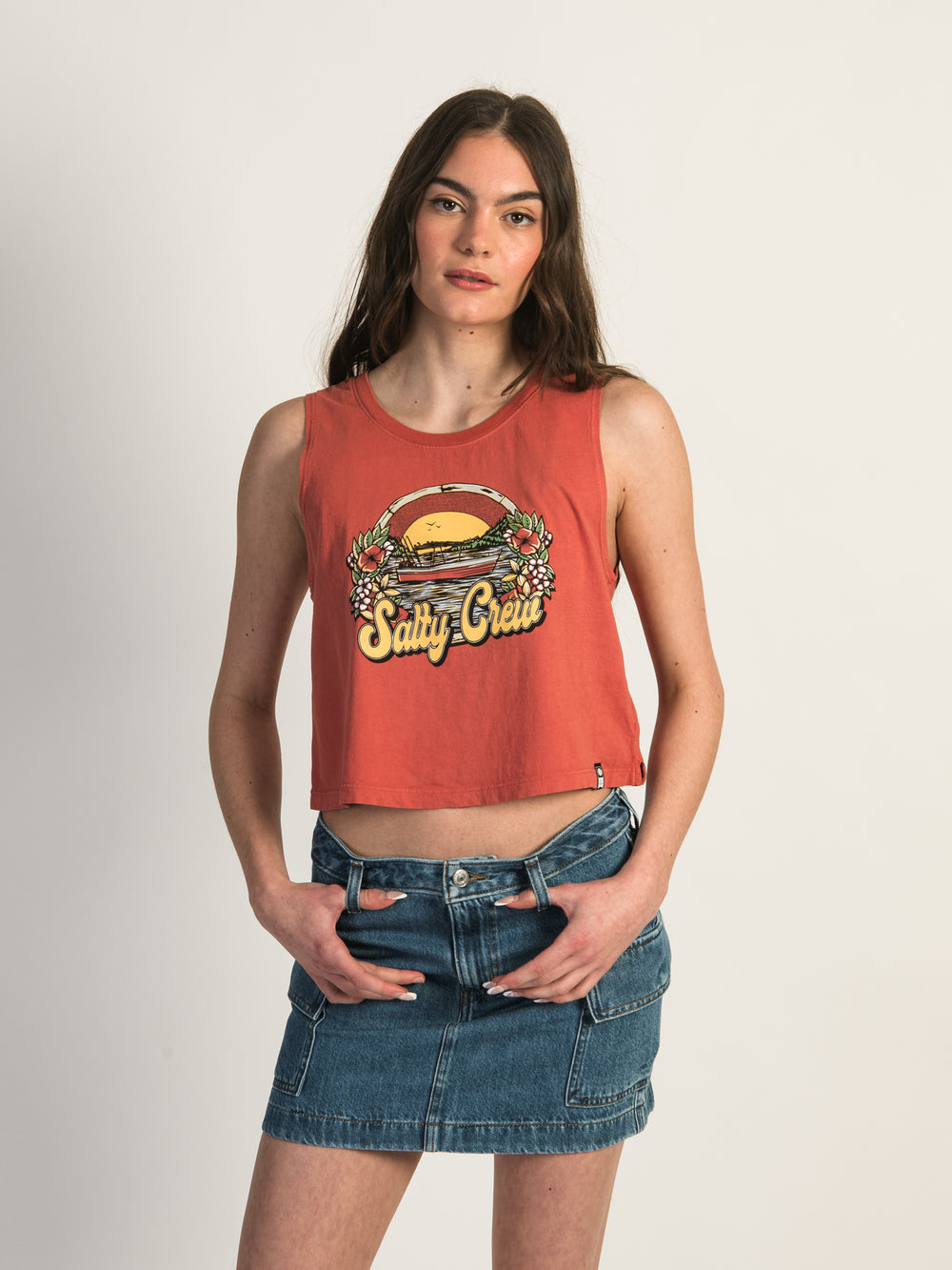 SALTY CREW ON VACATION CROPPED TANK TOP
