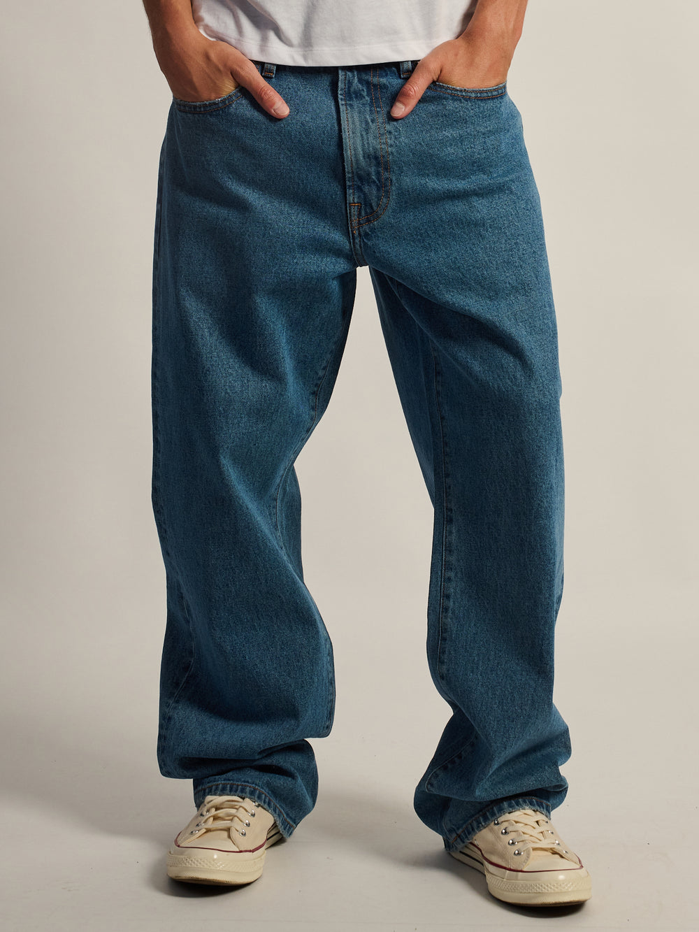 TAINTED BAGGY FIT DENIM - MID WASH