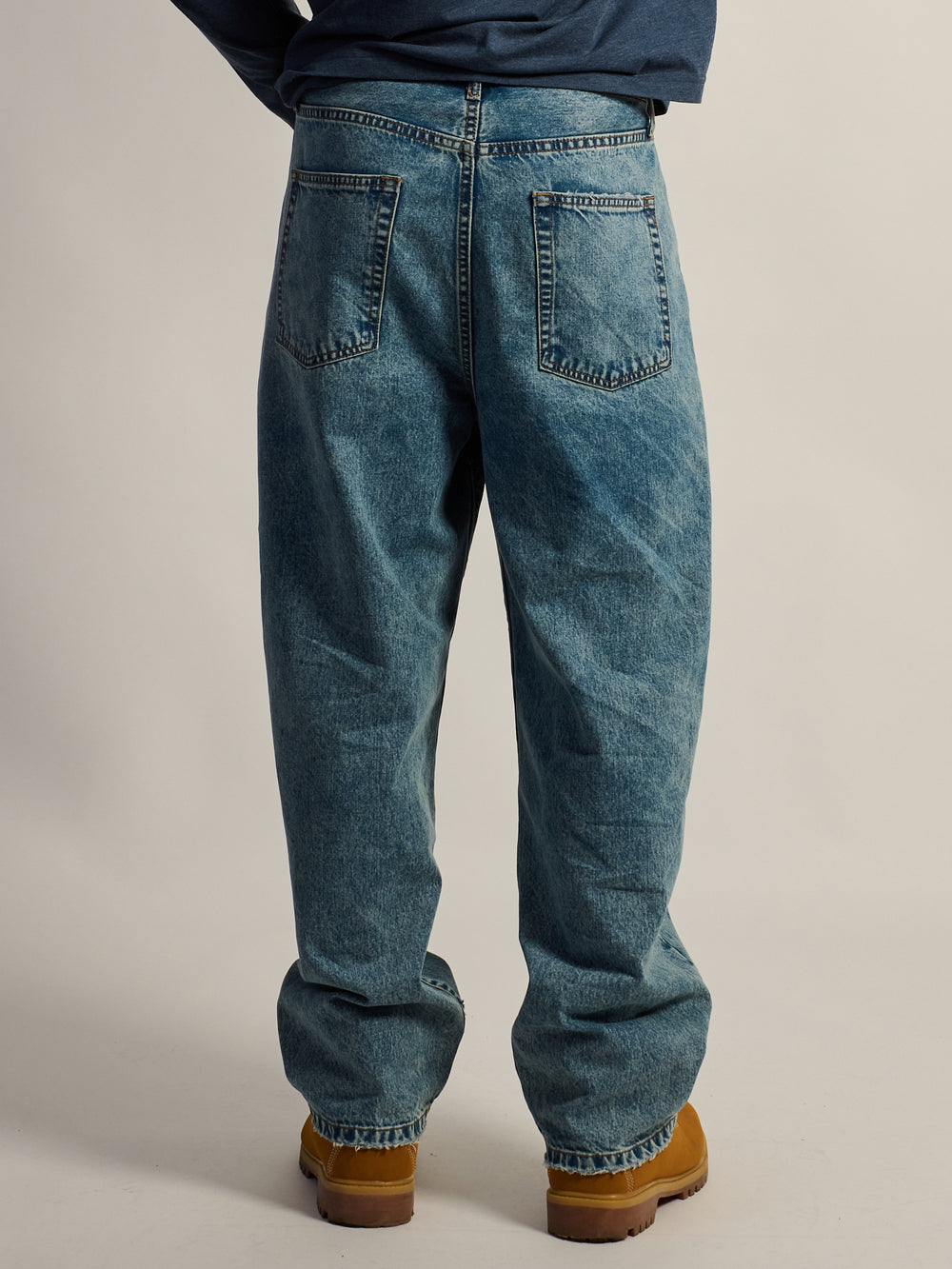 TAINTED BAGGY BARREL CARPENTER JEAN - DISTRESSED BLUE