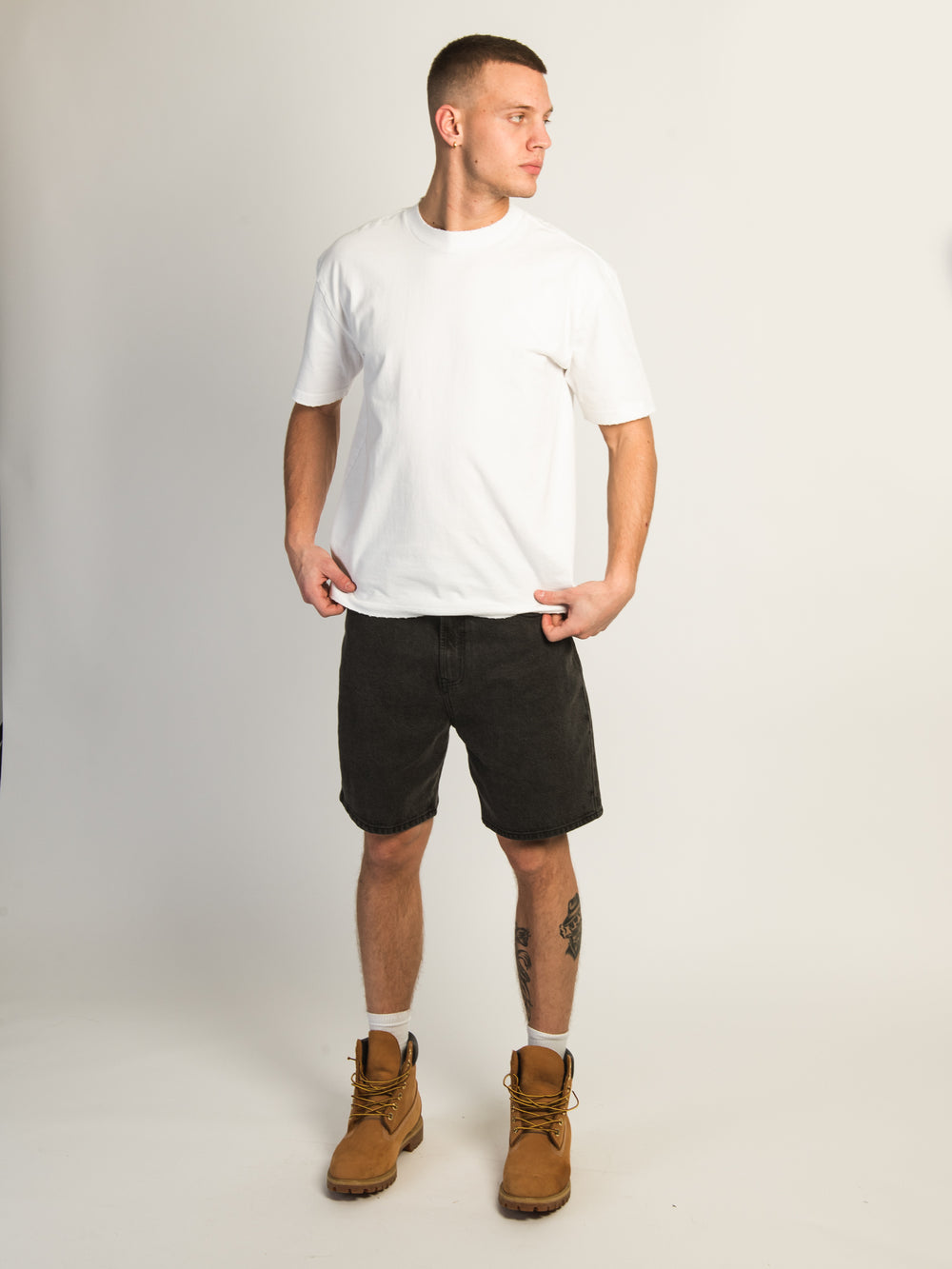 TAINTED DENIM SHORT - BLACK WASH
