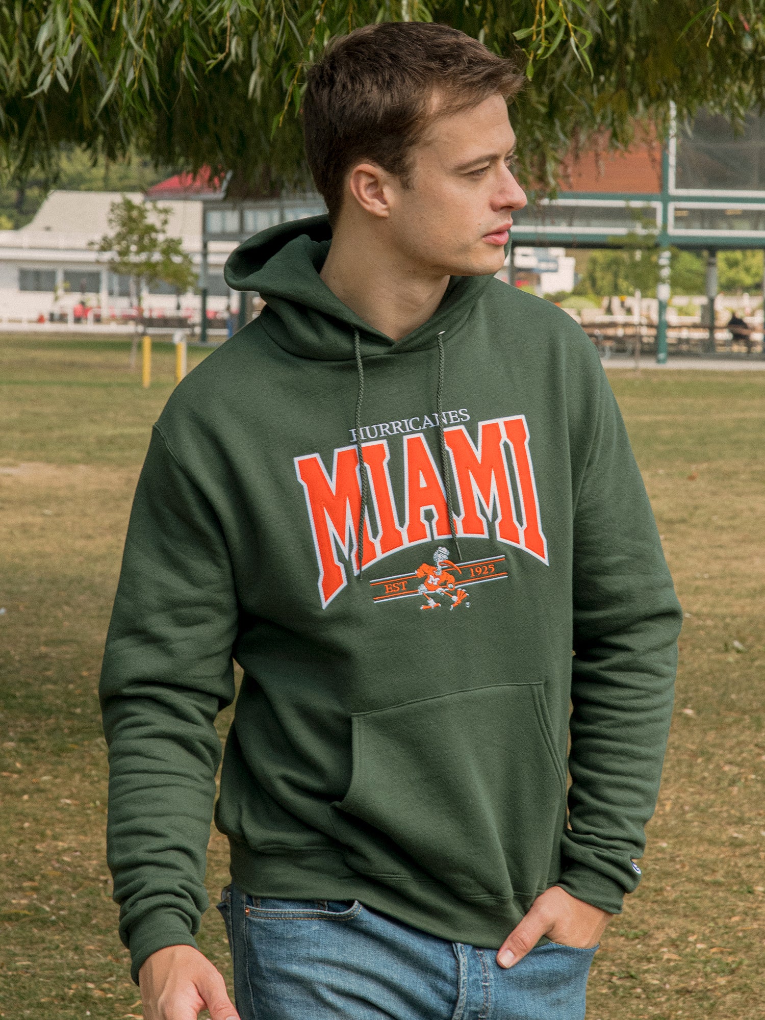 CHAMPION NCAA MIAMI U PULLOVER HOODIE